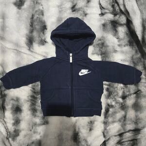 Nike Baby Hoodie 0–6 Months Navy Zip Up Swoosh Logo